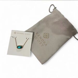 Kendra Scott Gold Necklace with Teal Pendant